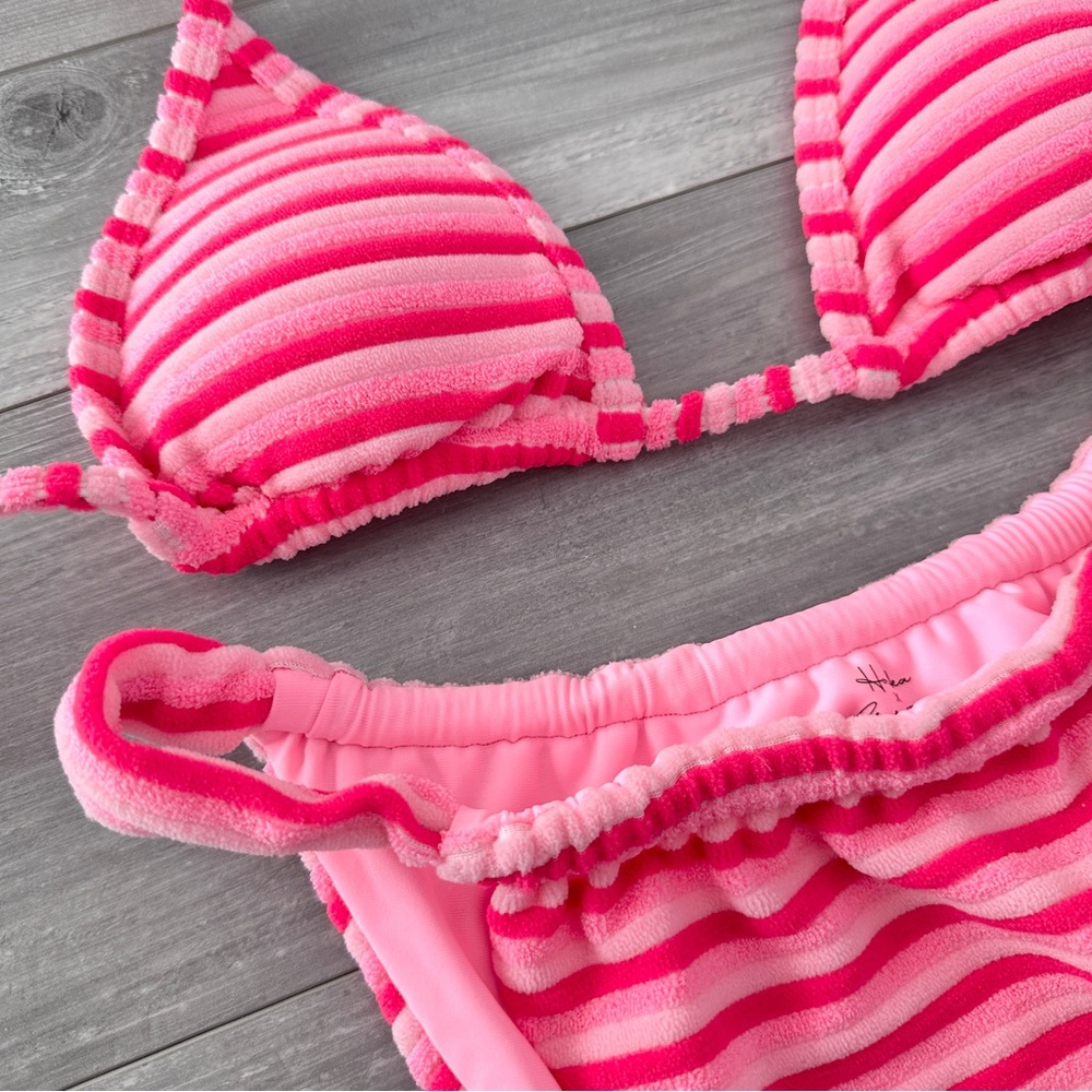 Hoaka Swimwear Pink Striped Bikini Set - Picture 3 of 6